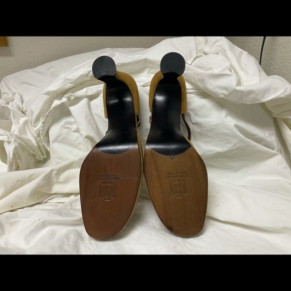 Stuart Weitzman T-Strap, Block Heel Platform Shoes, Suede - Picture 4 of 10